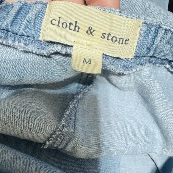 Anthropologie Cloth‎ & Stone Blue Chambray wide Leg Jumpsuit sz M open back - Image 7