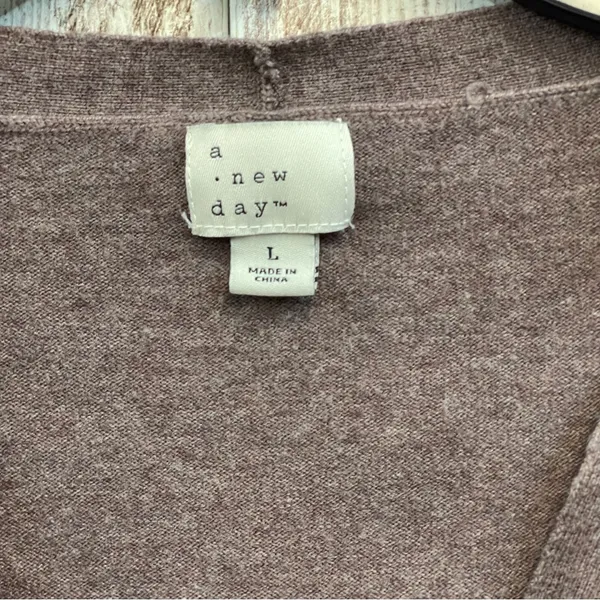 a • new day Brown Button-Up Cardigan Crop Bolero Women’s Size L Sweater Cover - Image 5