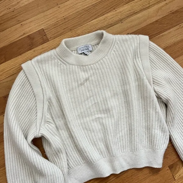 & Other Stories Cream Extended Shoulder Knit Sweater - Image 2