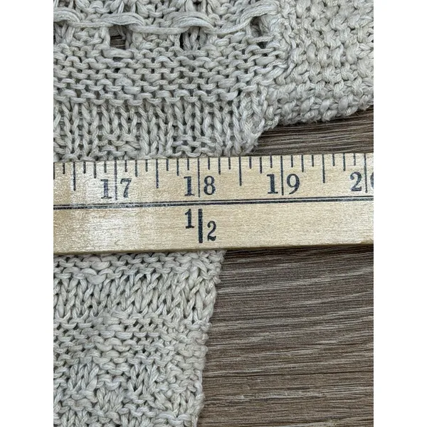 Hollister Cardigan Womens S Cream Crochet Open Knit Fringe Boho Cotton Duster - Image 8
