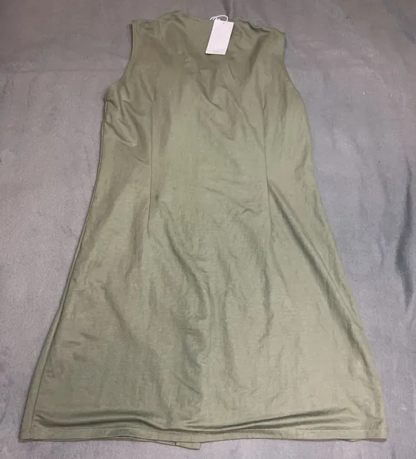 MNG Mango Sleeveless Button-Front Mini Dress Olive Green Size XL - Image 7