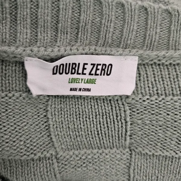 Double Zero Sage Basketweave Cropped Oversized Crewneck Sweater Size Large - Image 6