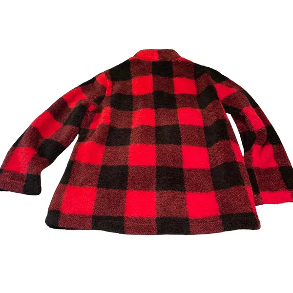 Ethyl Clothing Gorpcore Winter Pullover Women XL Red Black Buffalo Plaid Sherpa - Image 2