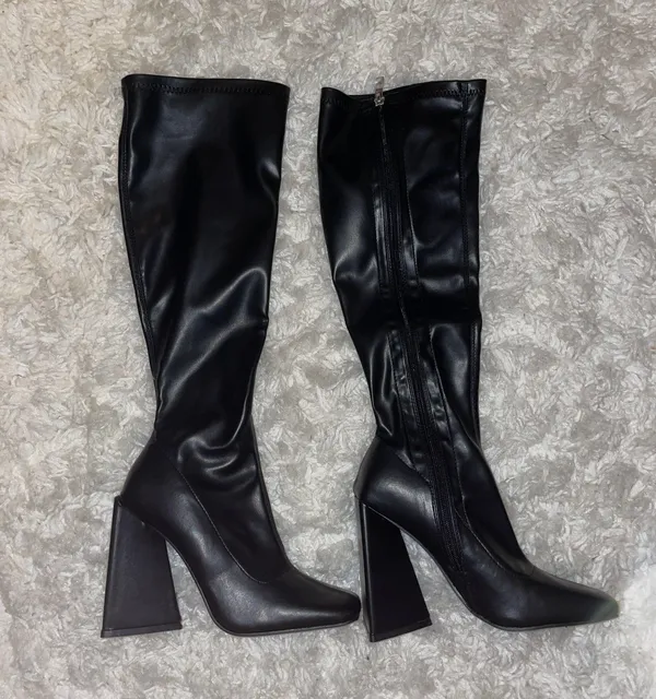 Public Desire Peggy flare heel knee boots - Image 2
