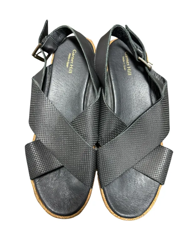 Garnet Hill Audrey Platform Espadrilles Crossover Strap Sandals Black 40 US 10 - Image 4
