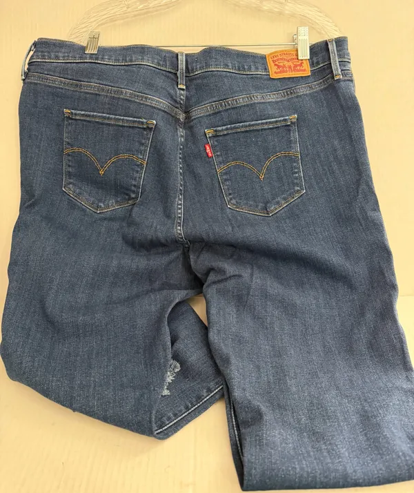 Levi’s 721 High Rise Skinny Women's Distressed Dark Blue Jeans - Image 3