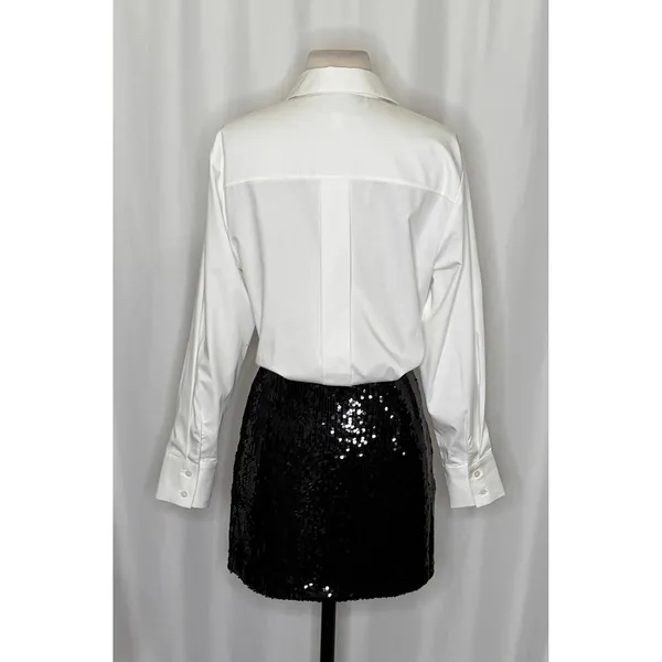 Anthropologie MARE MARE Buttondown Sequin Twofer‎ Dress Black White X-Small - Image 9