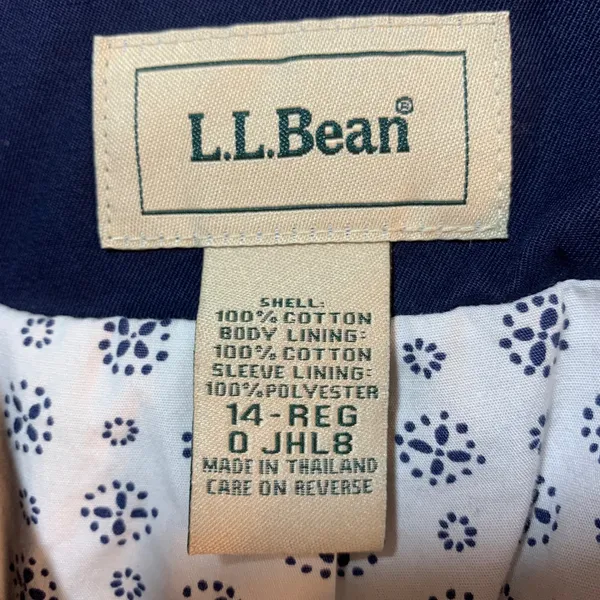 L.L.Bean Women's Navy Blue Cotton Blazer Jacket Size 14 REG Business Casual READ - Image 3