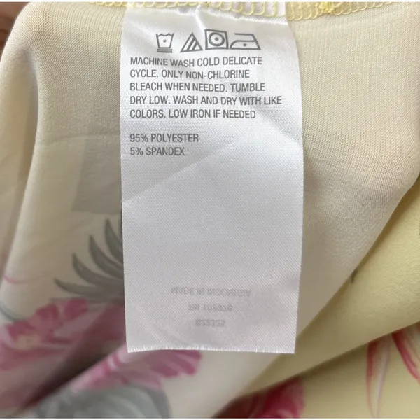 IMAN Maxi Dress Size Medium Petite Yellow Tropical Floral Summer Vacation Resort - Image 8