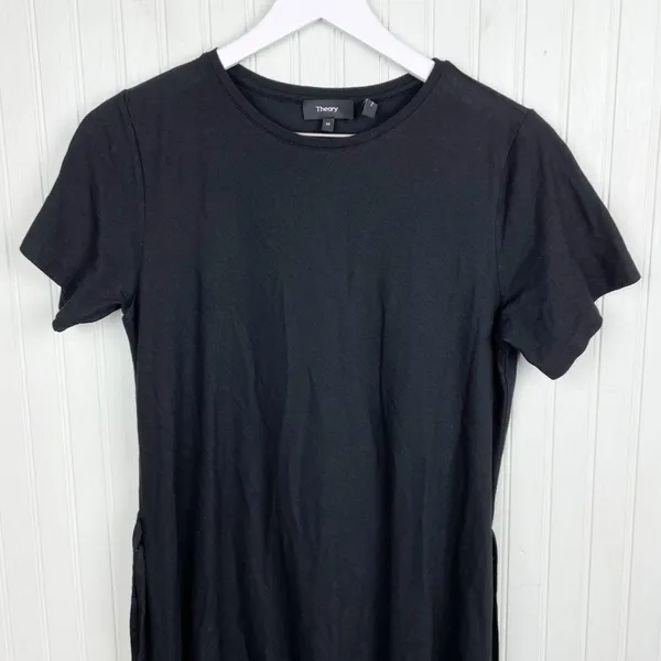 Theory Vormond K Atmos Light Dress Black Tie Waist Lagenlook Short Sleeve Medium - Image 4
