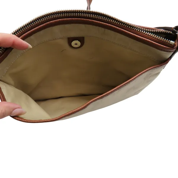 Coach Signature Cream Nylon Rectangle Crossbody Bag Handbag Style 35454 - Image 8