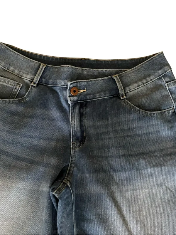 Halara Flex Asymmetric Low Rise Baggy Jean Sz SP Wide Leg Med Wash Casual - Image 5