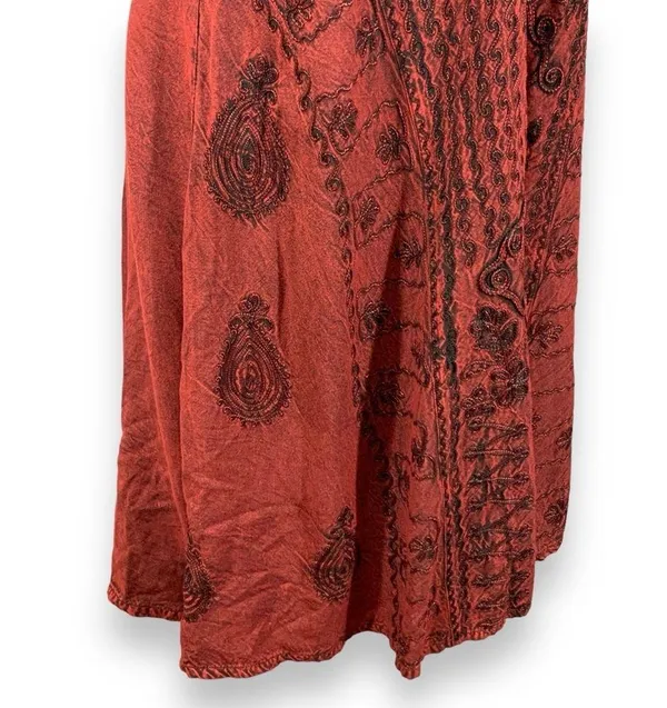 Vintage Step In Style Red & Black Embroidered Dress - Image 9