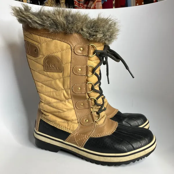 Sorel Tofino ll waterproof snow boots tan black winter women's‎ size 8.5 trendy - Image 2