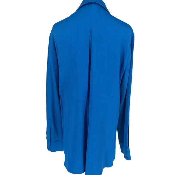 Kobi Halperin Bella Ocean Blue Satin Oversized Button Down Shirt Size M - Image 14