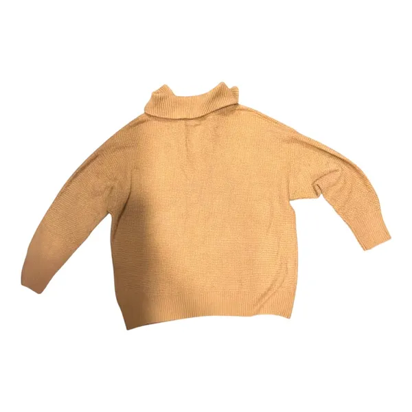 Aerie CozyUp Waffle Knit Quarter Zip Sweater Cappuccino Brown Medium Oversized - Image 4