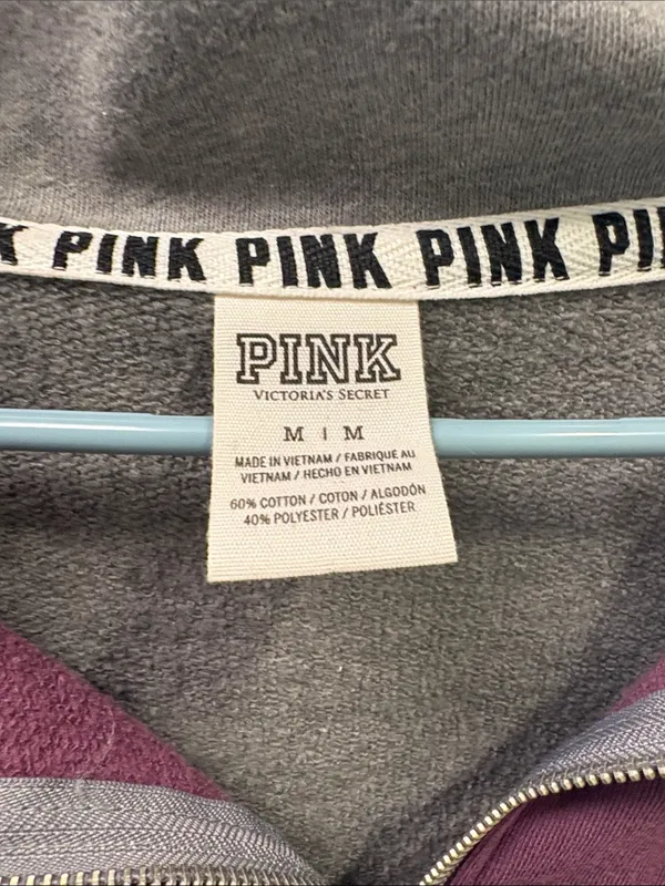 Victoria's Secret PINK Gray & Berry Crew Pullover - Image 2