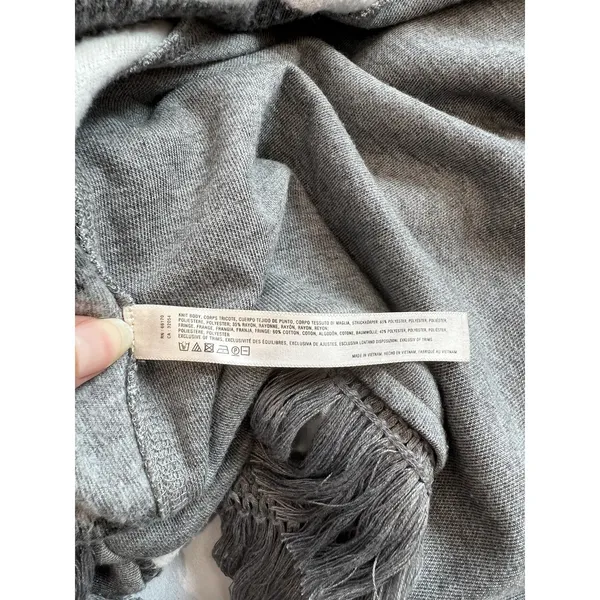 Saturday/Sunday Anthropologie‎ Cardigan Sweater XS Gray White Elise Open Fringe - Image 8
