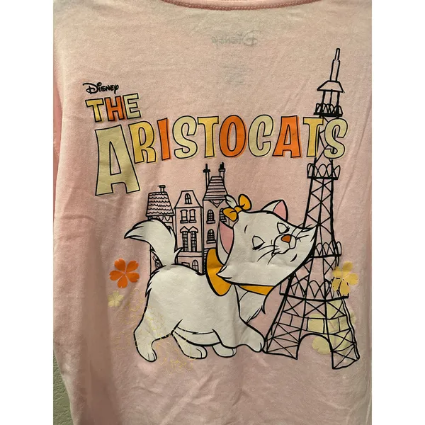NWOT Disney Marie Cat Lady Vintage Aristocats Paris Cropped Pink Pastel Tee Sz M - Image 5