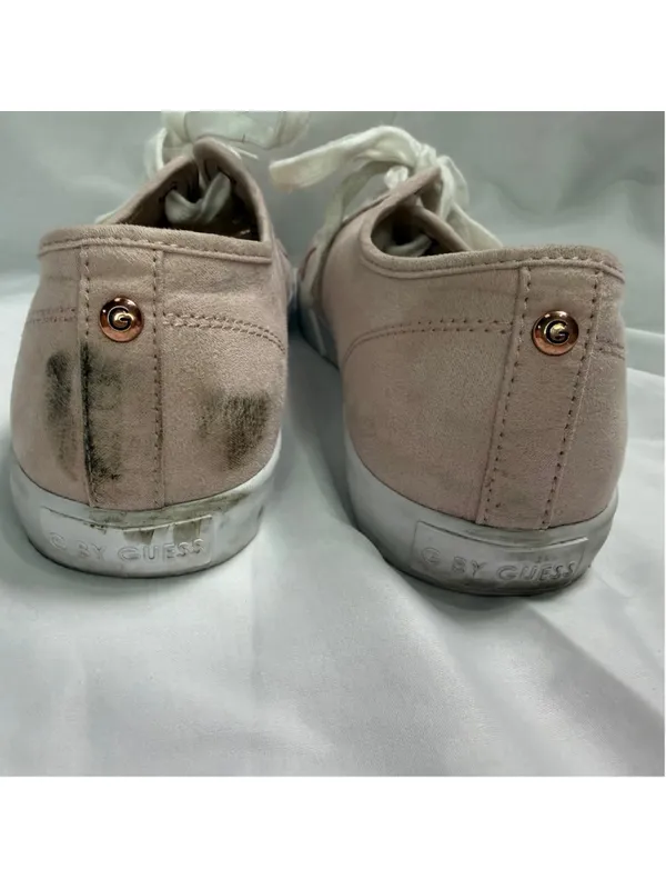 G BY GUESS Sneaker 9M Blush Pink Faux Suede Glitter Toe Low Top Sparkle Comfort - Image 4