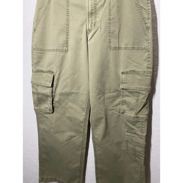 Hollister Ultra High Rise Baggy Green Cargo Pants Sz 14R Boho Outdoors Casual - Image 2