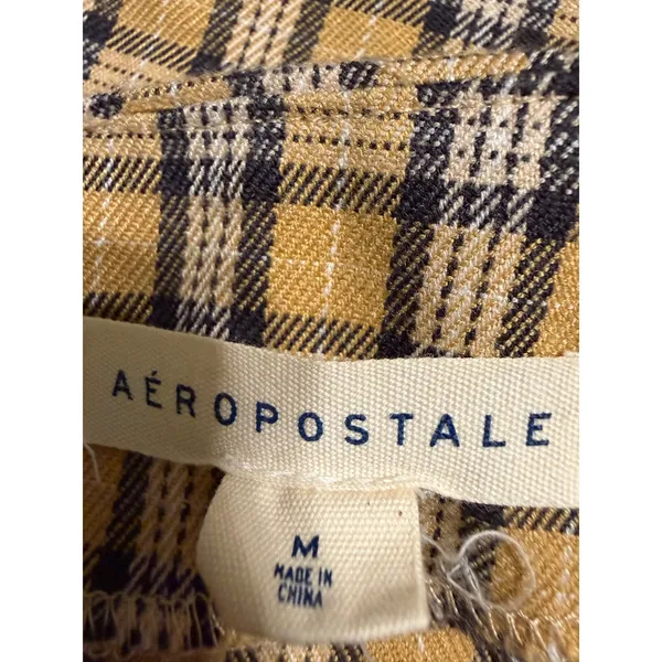 Aeropostale Yellow Plaid Mini Skirt High Waisted Front‎ Slit Medium 90s Stylei - Image 5