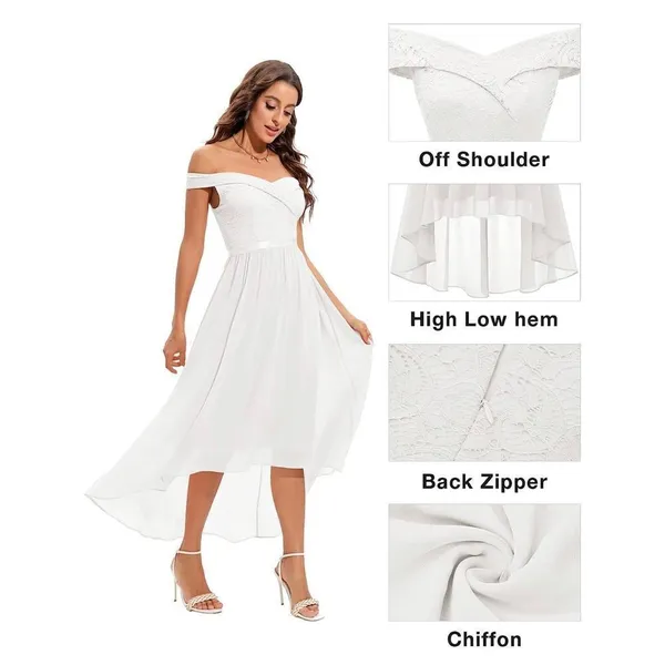 NEW Lace Chiffon Long Dress Off The Shoulder Formal 2X - Image 7