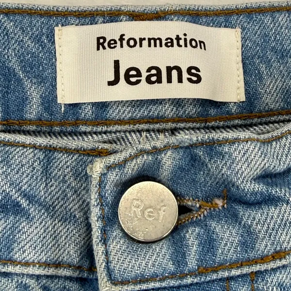 Reformation Montauk Jeans Light Wash High Rise Wide Leg‎ Crop Size 25 - Image 3
