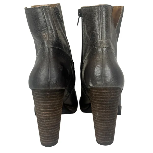 Lucky Brand LK Quintei Gray Leather Ankle Boots Block Heel‎ Booties 8.5M - Image 10