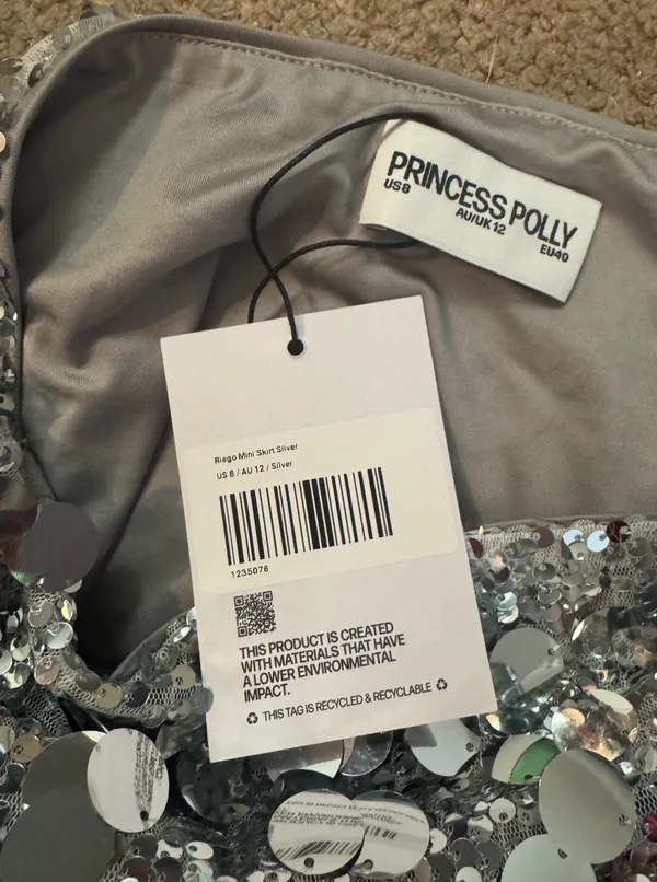 Princess Polly Riego mini skirt silver - Image 4