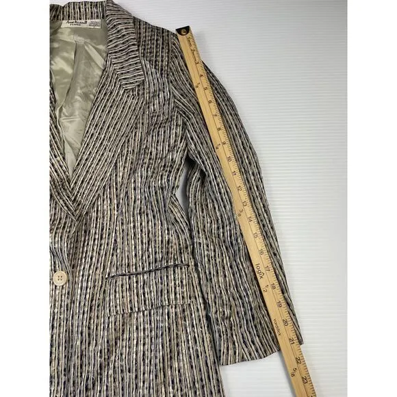 Anne Klein Petites Striped Textured Blazer Professional‎ Office Wear Size 8 - Image 5