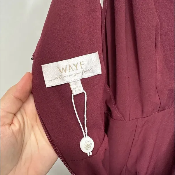 Wayf‎ Maroon Bridesmaid Maxi Wrap V-Neck Dress Size Small - Image 5