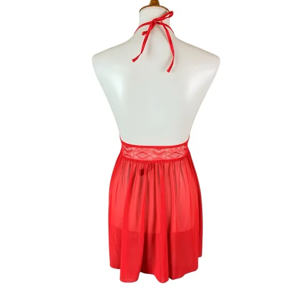 Ann Summers Red Lace Sheer Babydoll Lingerie Halter Nightie Small Sexy Sleepwear - Image 5