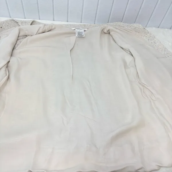 Lamberto Losani Linen Silk Blend Elegant Beige‎ Women's Cardigan Size S - Image 6