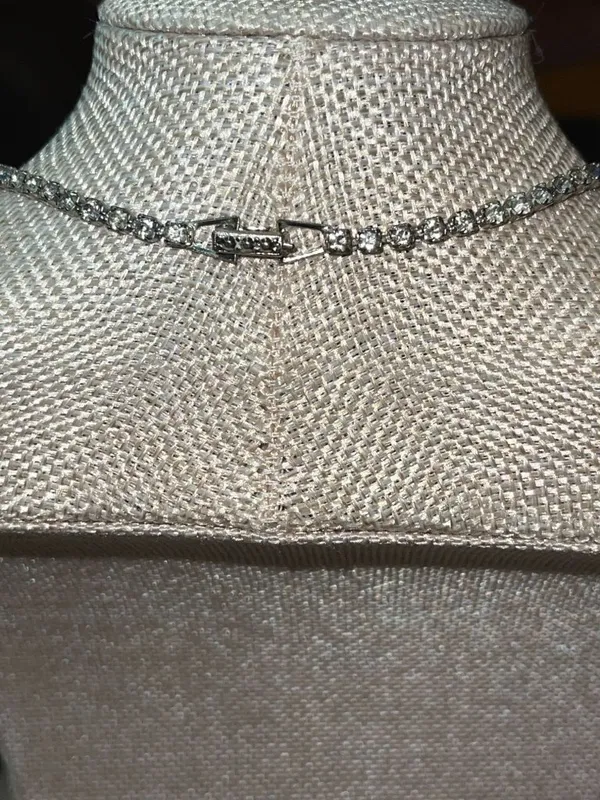 Vintage 50s 60s Rhinestone Choker Swag Drop Necklace - Image 5