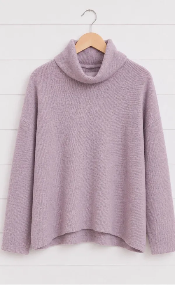 Aerie lavender cowl neck waffle knit sweater size small - Image 8