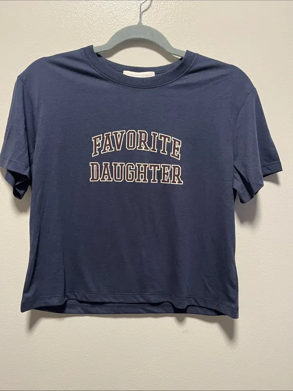 FAVORITE DAUGHTER (NWT) Cropped Collegiate Graphic Tee, Navy Burgundy, Size S - Image 4