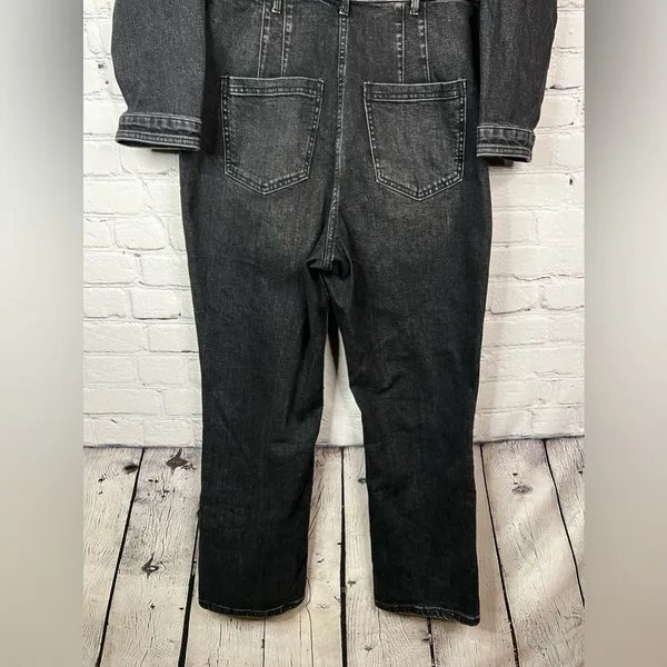 Free People We The Free CRVY Scandalous‎ Black Denim Coverall Jumpsuit Size 12 - Image 7