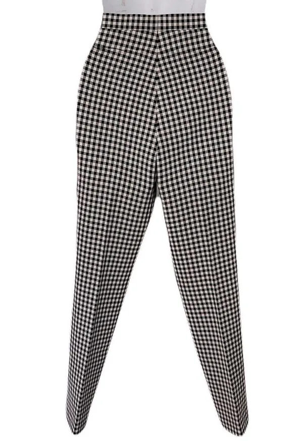 Akris Punto Black and White Gingham Print Pants, Size 6 - Image 4