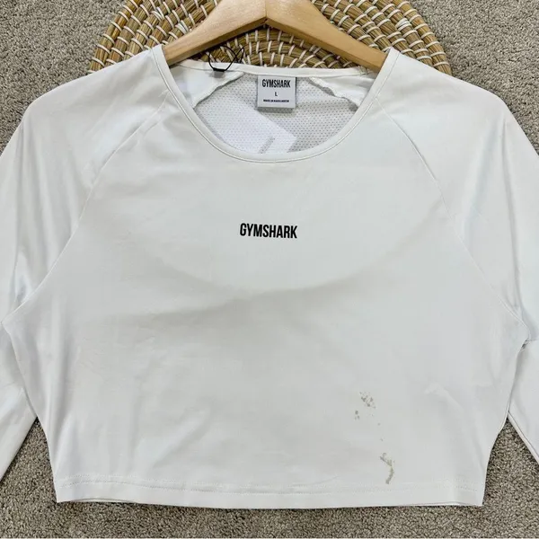 NWT Gymshark Women’s Training Crop Longsleeve Shirt Top Activewear in White L - Image 4