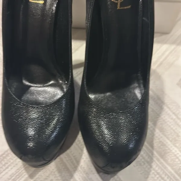Yves Saint Laurent Women’s Black Leather Tribtoo Platform Pumps - 105 Size EU40 - Image 2