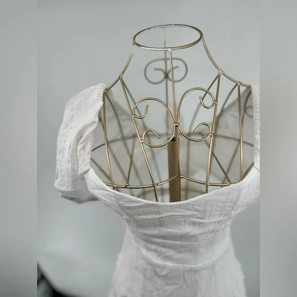 Altar'd State White Puff Sleeve Tie Back Mini Dress Size Medium - Image 8