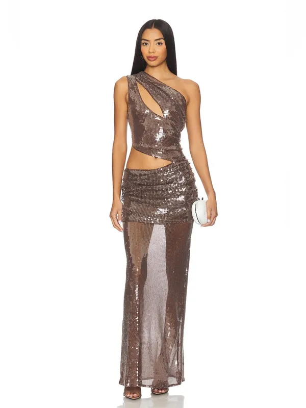Superdown Abrielle Maxi Dress In Brown - Image 4