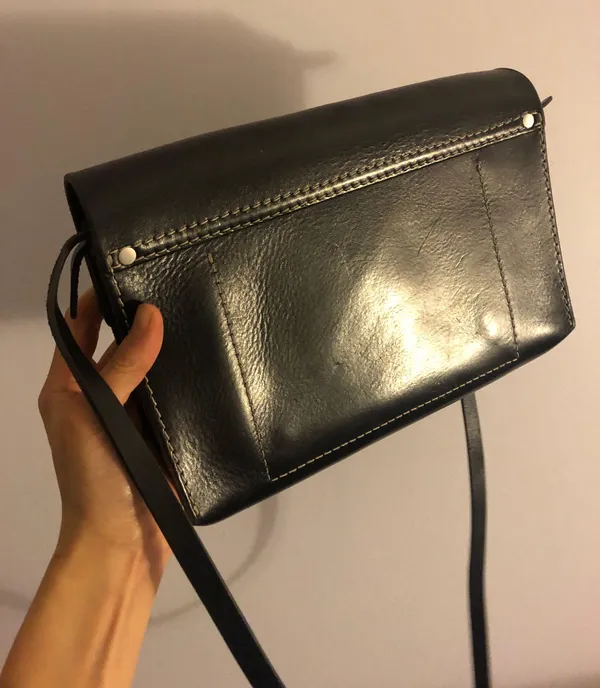 Madewell Black Leather Satchel Purse - Image 3