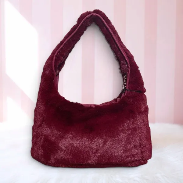 Juicy Couture Burgundy Faux Fur Shoulder Bag - Image 6
