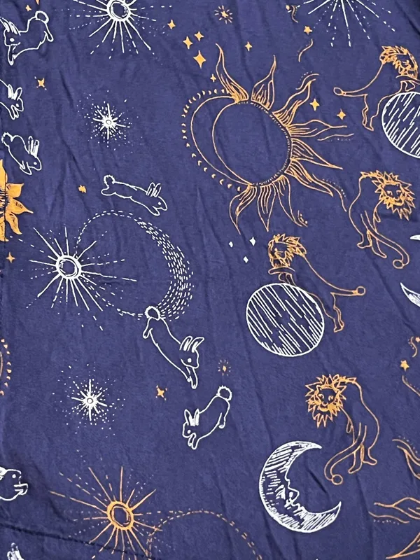 Womens XS Roller Rabbit long sleeve button down pajama top-celestial print - Image 4