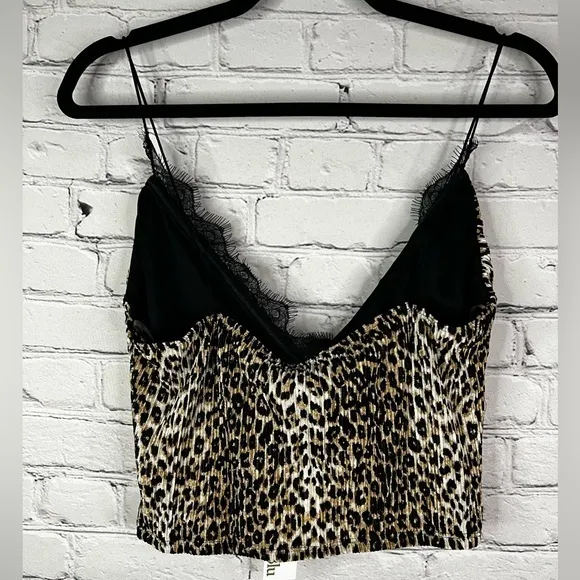 Endless Blu Holding‎ On Lace Leopard crop top size large new with tags Black - Image 2