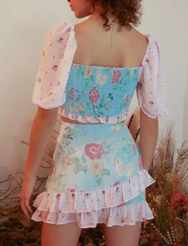 Dollskill x Holly Hobbie Floral Milkmaid Top and Mini Skirt Set - Image 3