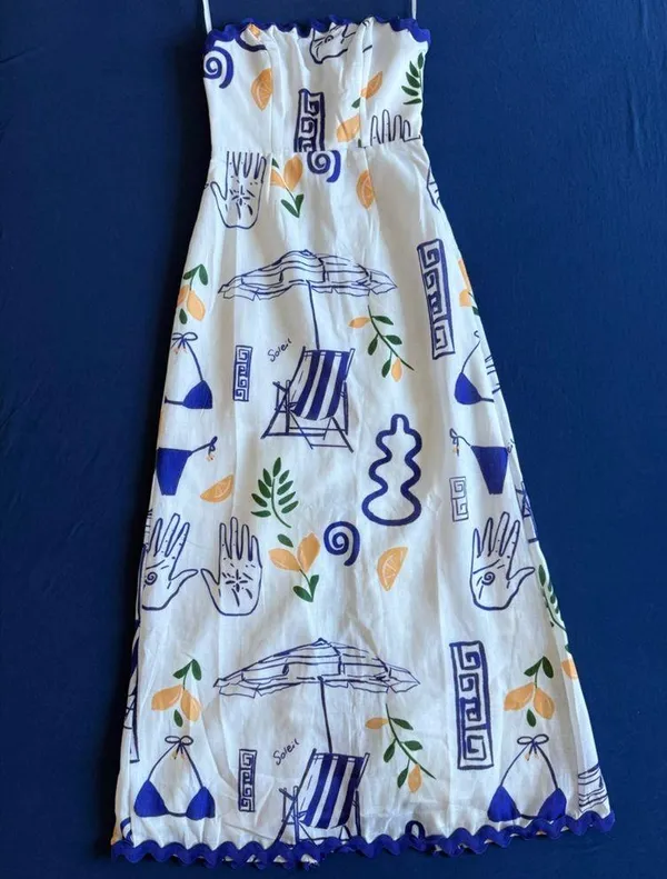 Selfie Leslie *NWT* Indie Lux Cypress Graphic Strapless Maxi Dress White - Image 7