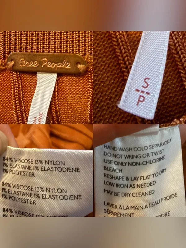 Free People Womens Pencil MIDI Skirt Burnt Orange Ribbed Stretch Size Small - Image 8